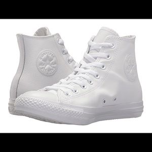 White leather high top converse